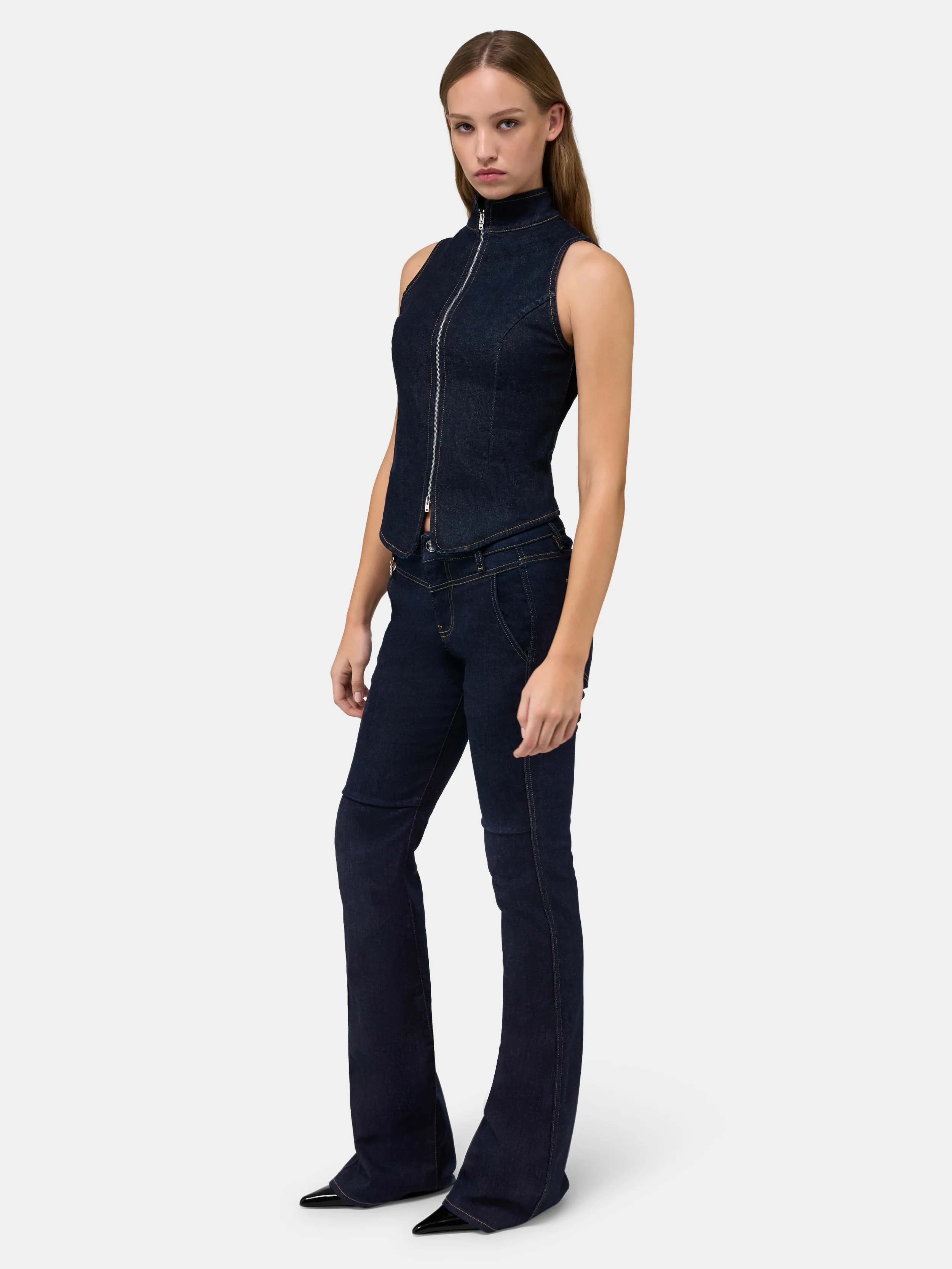 WOMEN - WOMEN'S AMIRI RAW DENM ZIP TOP - Raw Indigo - Image 3