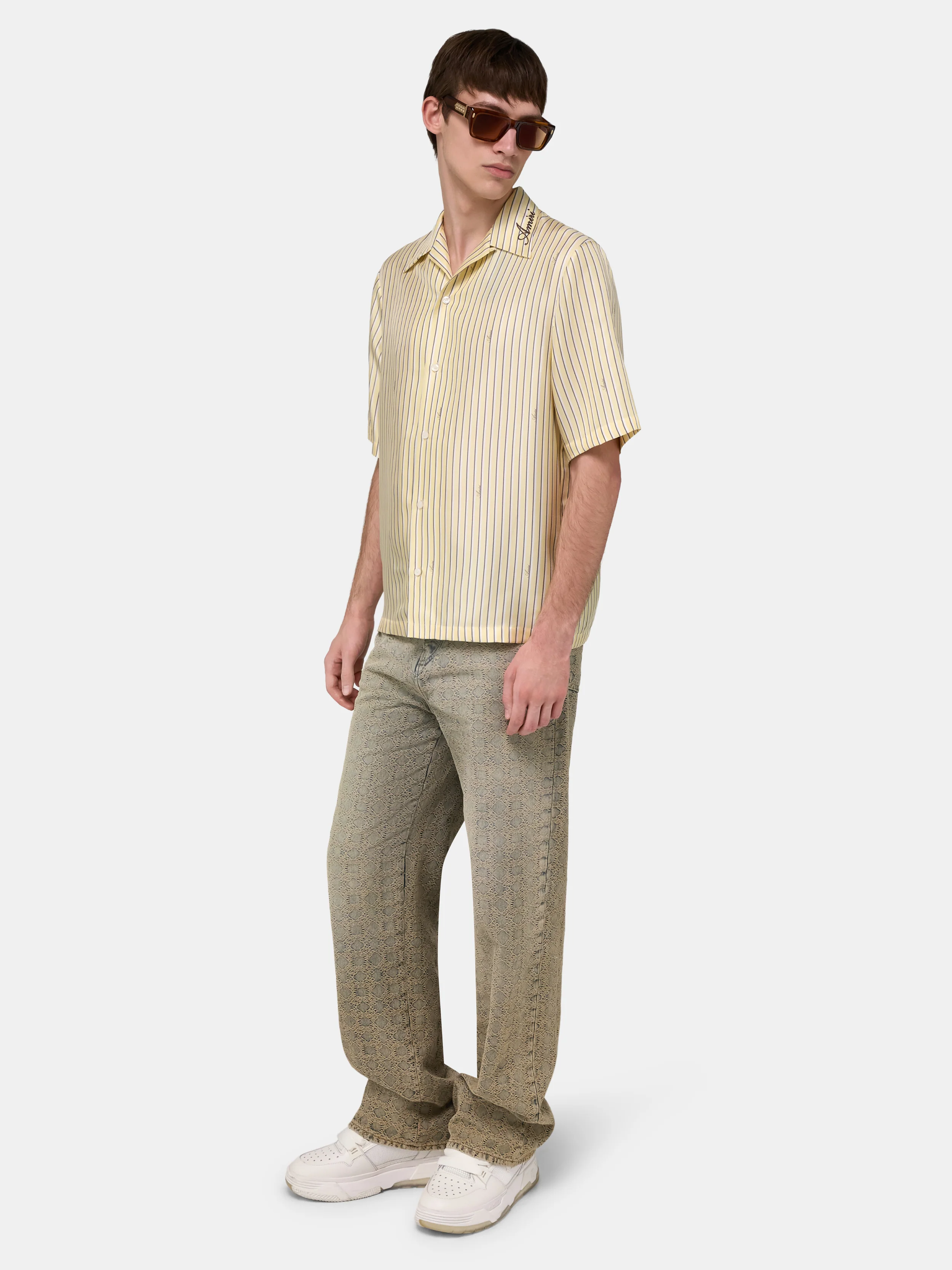 AMIRI SCRIPT BOWLING SHIRT - Sherbet Yellow - Image 3
