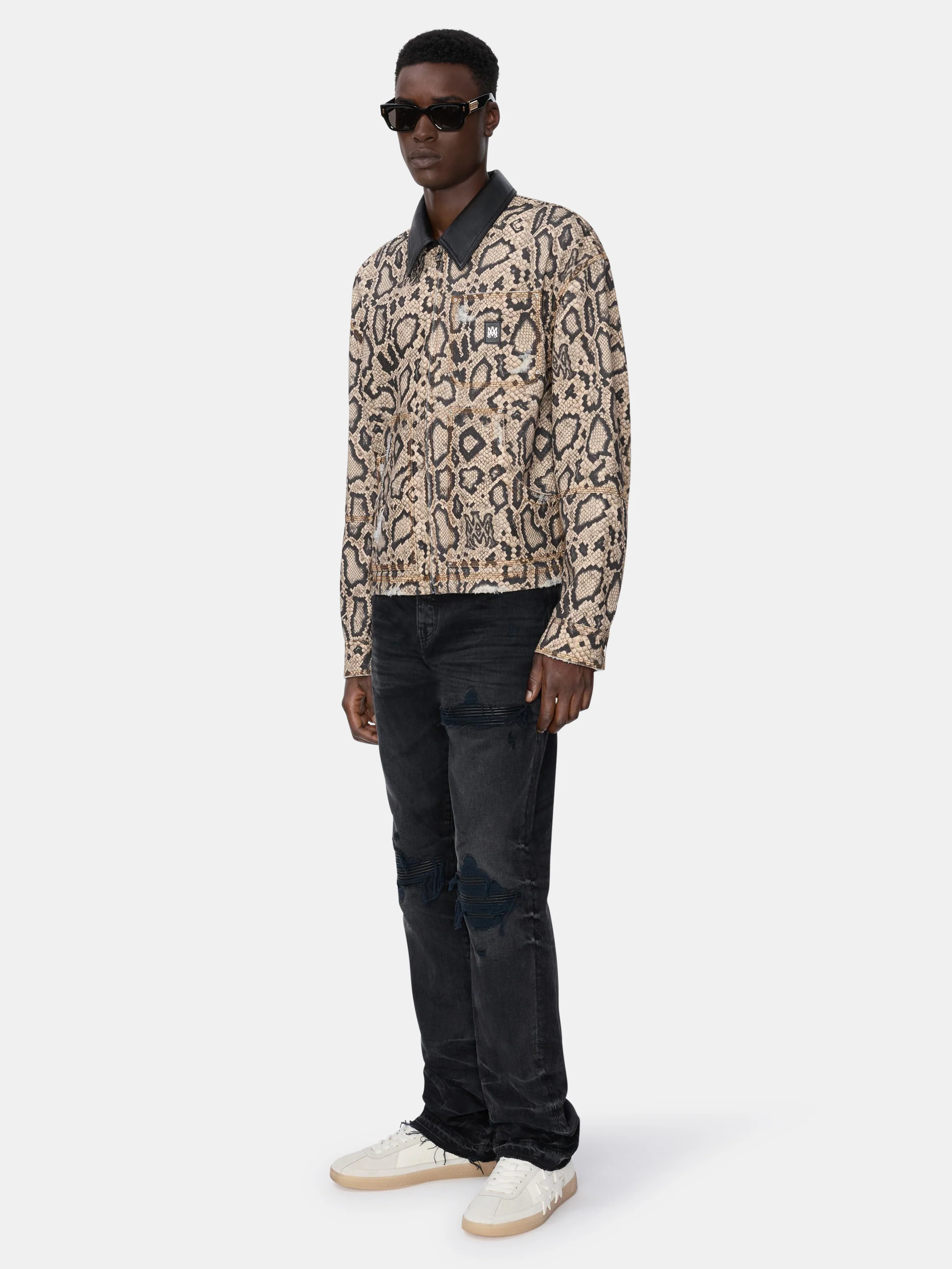 SNAKE DENIM WORK JACKET - Sand - Image 3