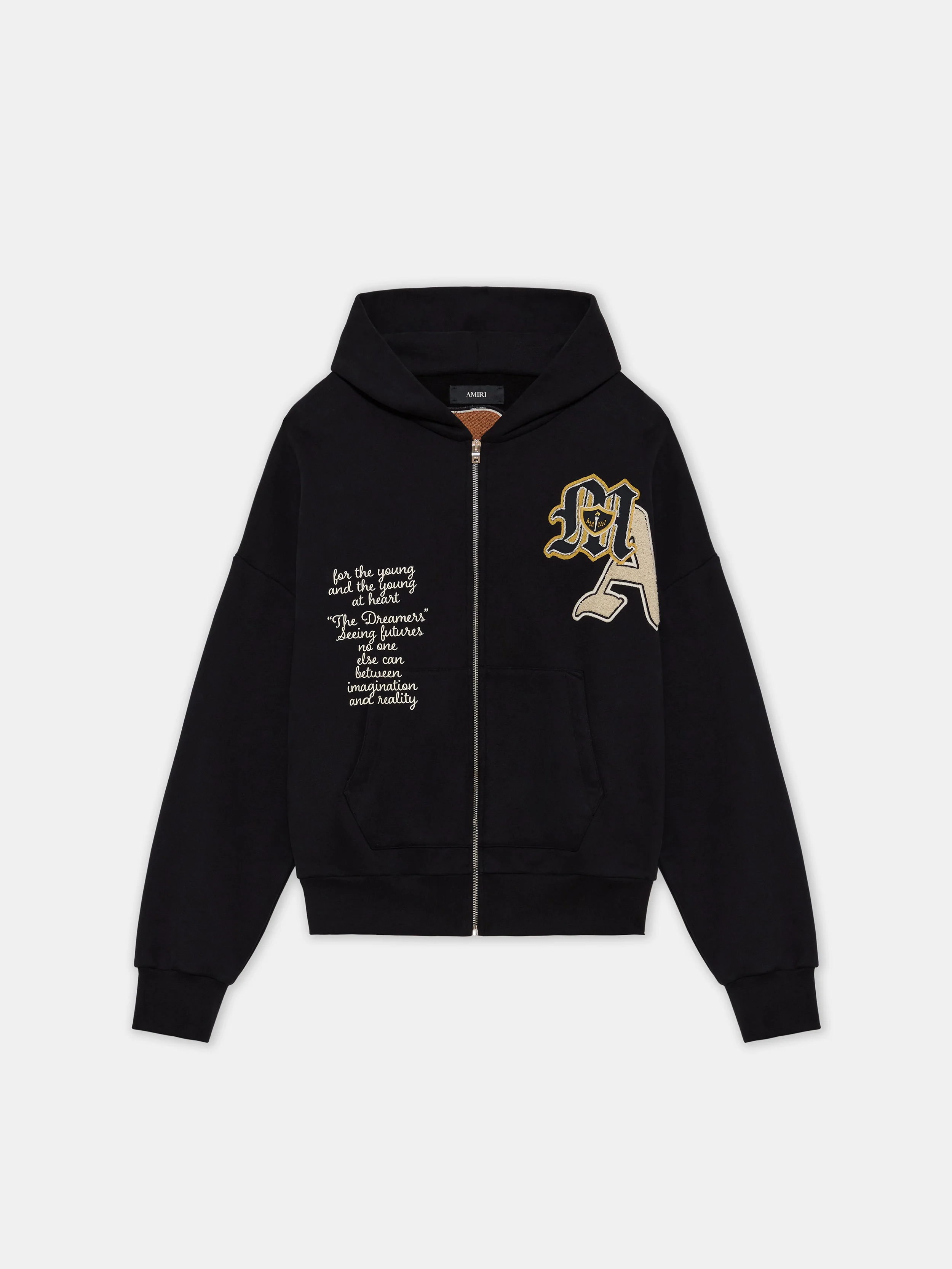 VARSITY PATCH OVERSIZED ZIP HOODIE - Black